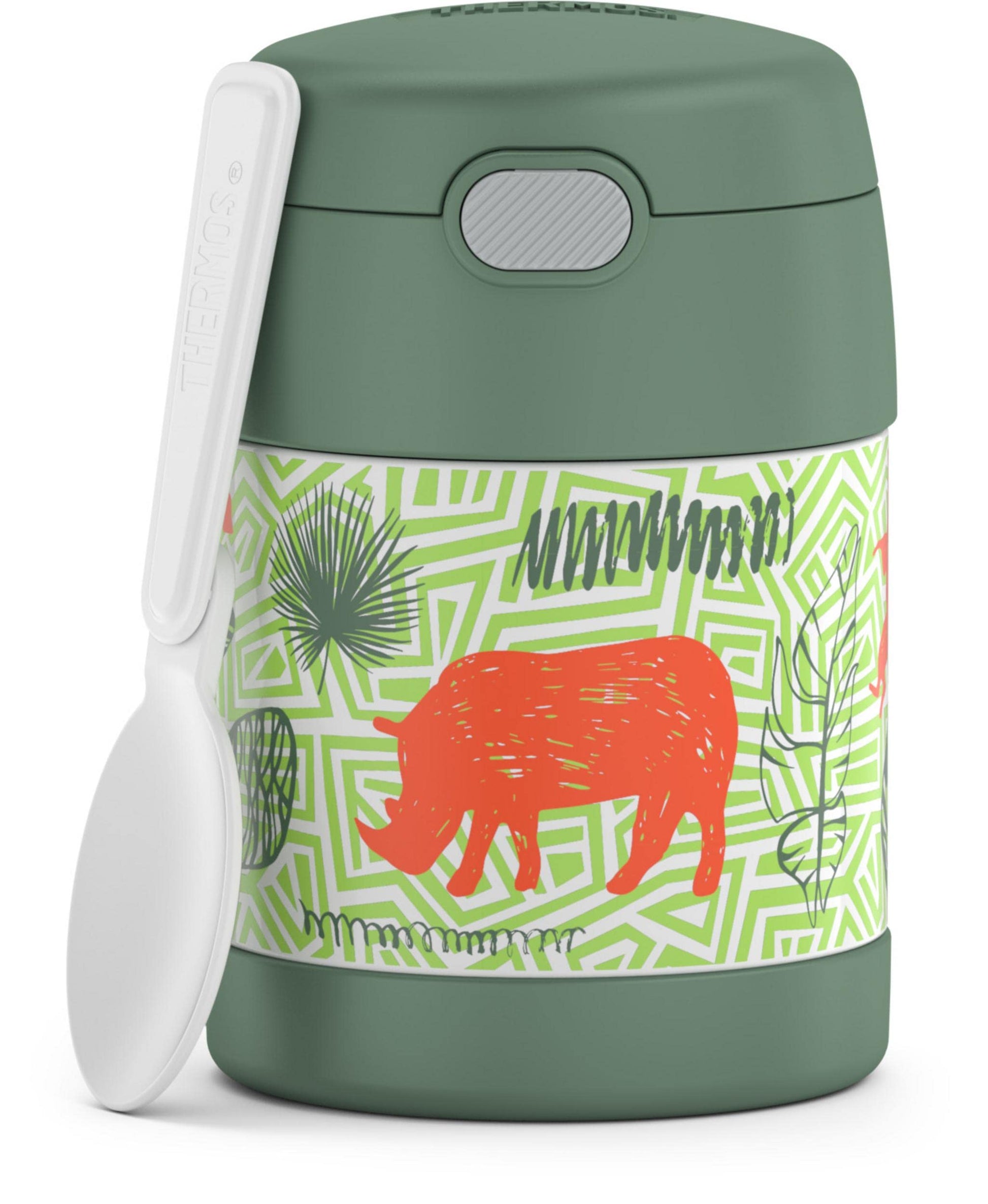 THERMOS FUNTAINER Insulated Food Jar – 10 Ounce – Kid Friendly Food Jar with Foldable Spoon, Minecraft
