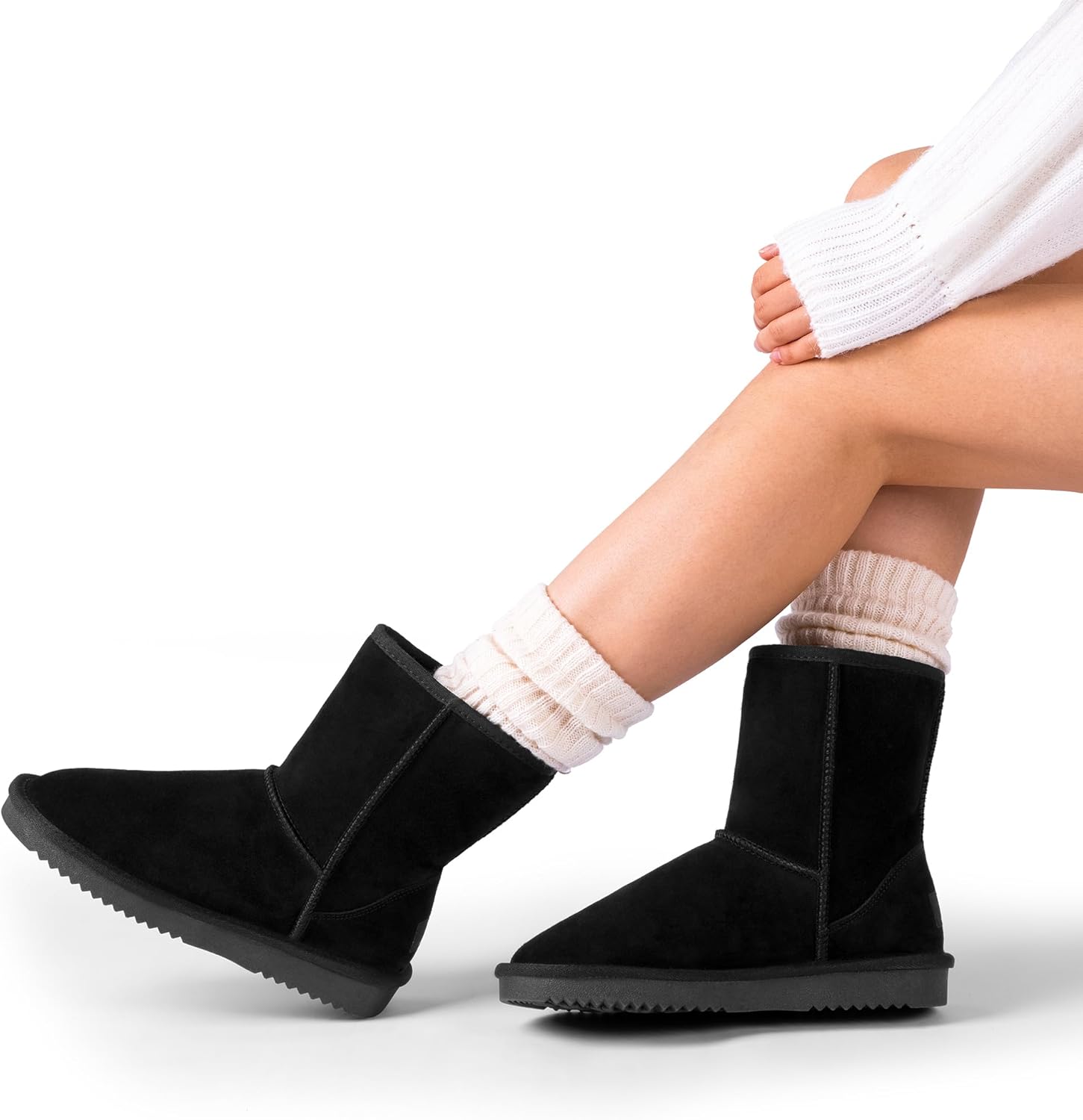 DREAM PAIRS Women's Shorty-New Mid Calf Winter Snow Boots