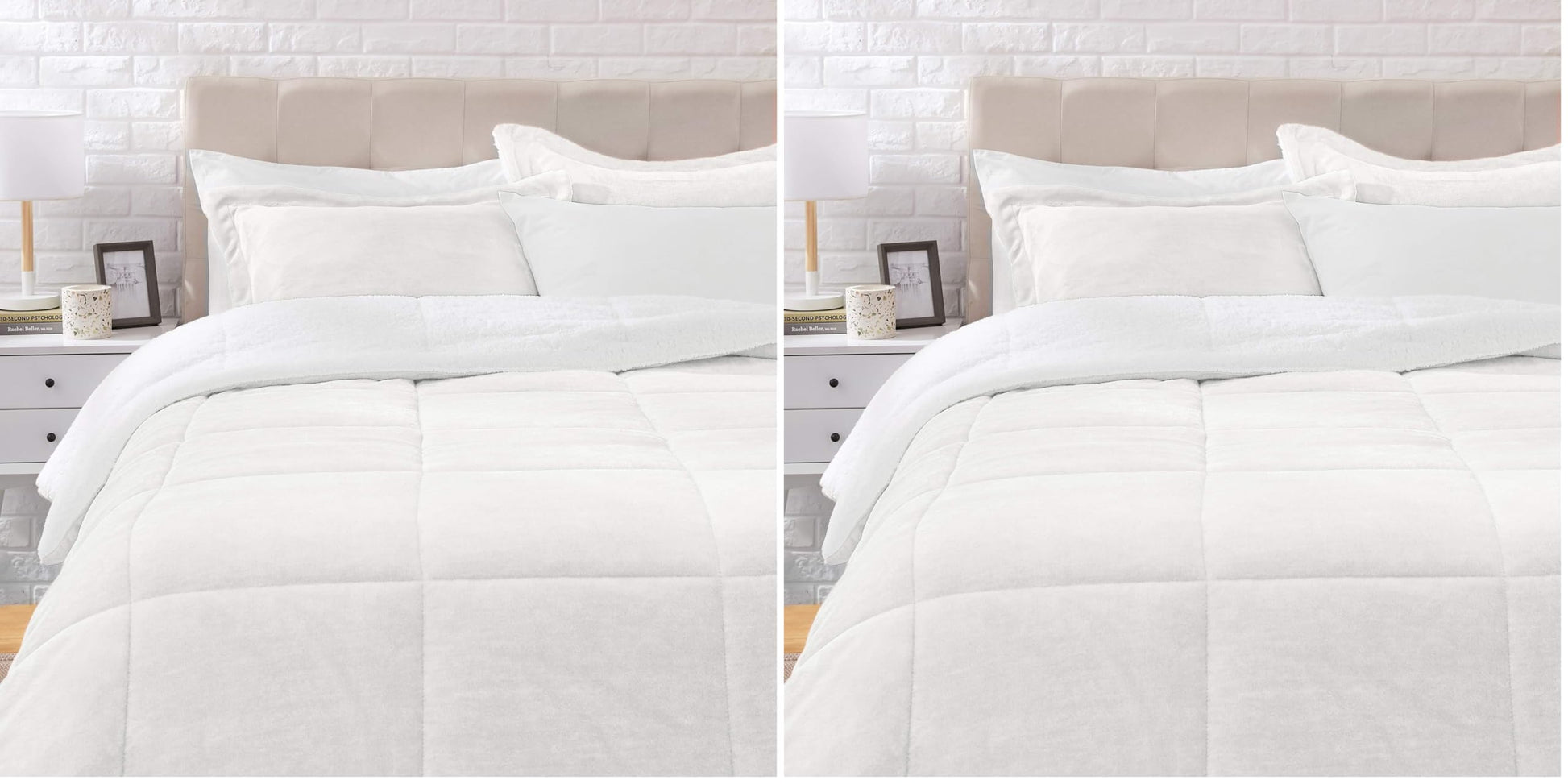 Amazon Basics 3 Piece Bedding Set, Micromink Sherpa, Ultra-Soft, Warm All Season Comforter, Full/Queen, Red Buffalo Plaid