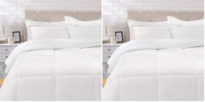Amazon Basics 3 Piece Bedding Set, Micromink Sherpa, Ultra-Soft, Warm All Season Comforter, Full/Queen, Red Buffalo Plaid
