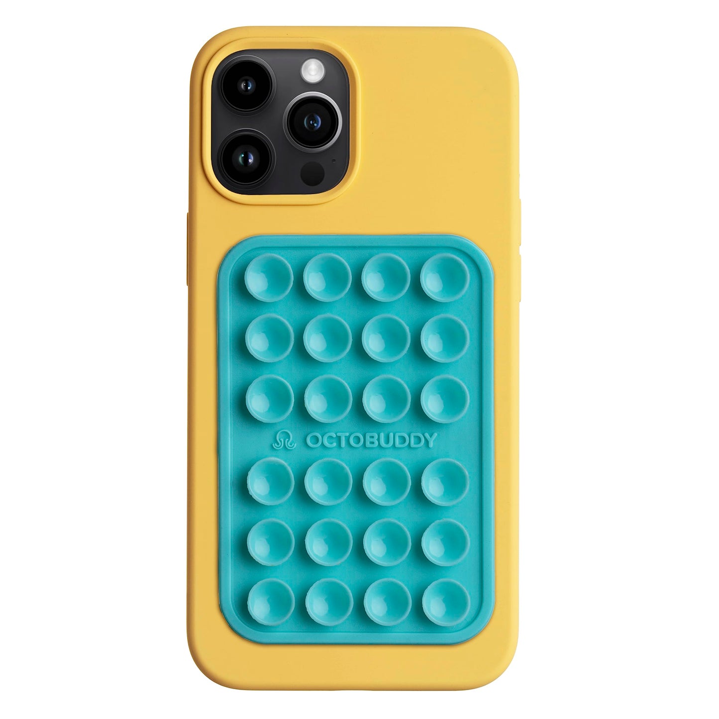OCTOBUDDY Classic MAX - Silicone Suction Phone Case Adhesive Mount - Hands-Free, Strong Grip Holder for Selfies and Videos - iPhone and Android Compatible - 2.6″ x 3.9″, Baby Blue Jay