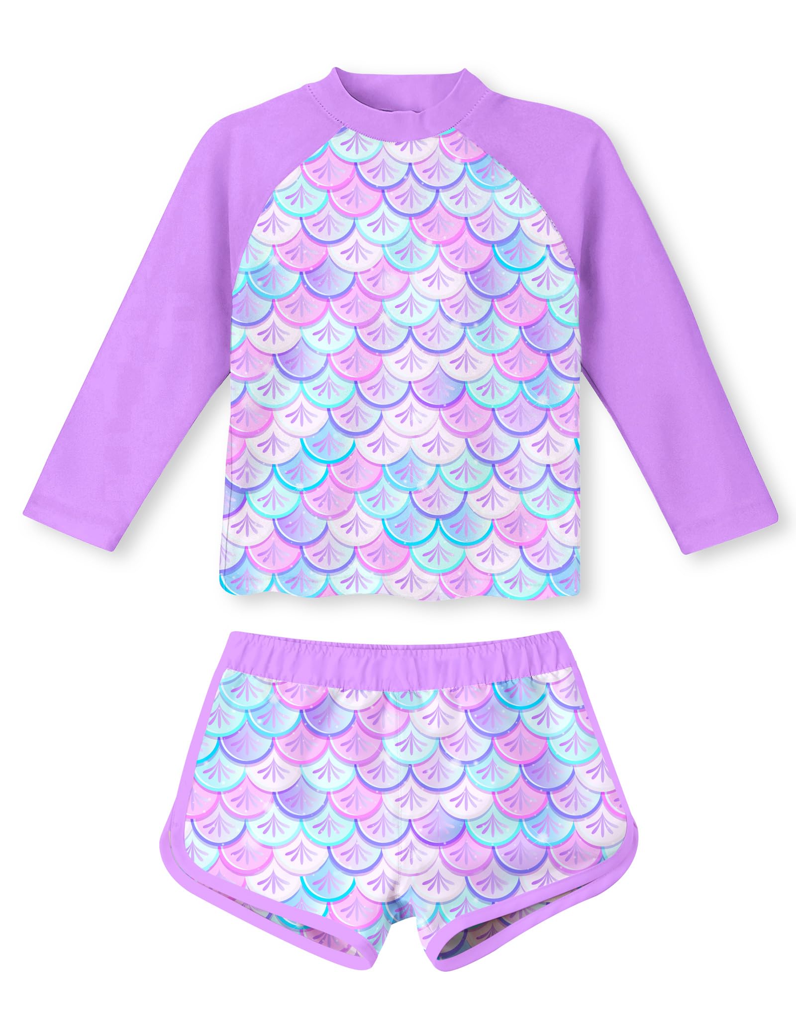Vogseek Girls Rash Guard Two Pieces Swimsuit Long Sleeve Bathing Suit for 3-10 Years