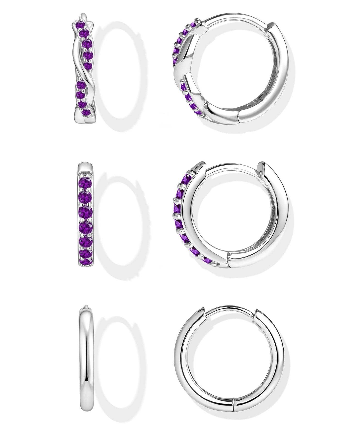 Inerney Gold Huggie Hoop Earrings Set for Women, Dainty Small Sterling Silver Earring Stacks Hypoallergenic Jewelry for Multiple Piercings, Trendy Twisted Cute Cartilage Hoops Birthstone Gift 3 Pairs