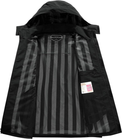 OTU Men's Lightweight Waterproof Hooded Rain Jacket Outdoor Raincoat Shell Jacket for Hiking Travel