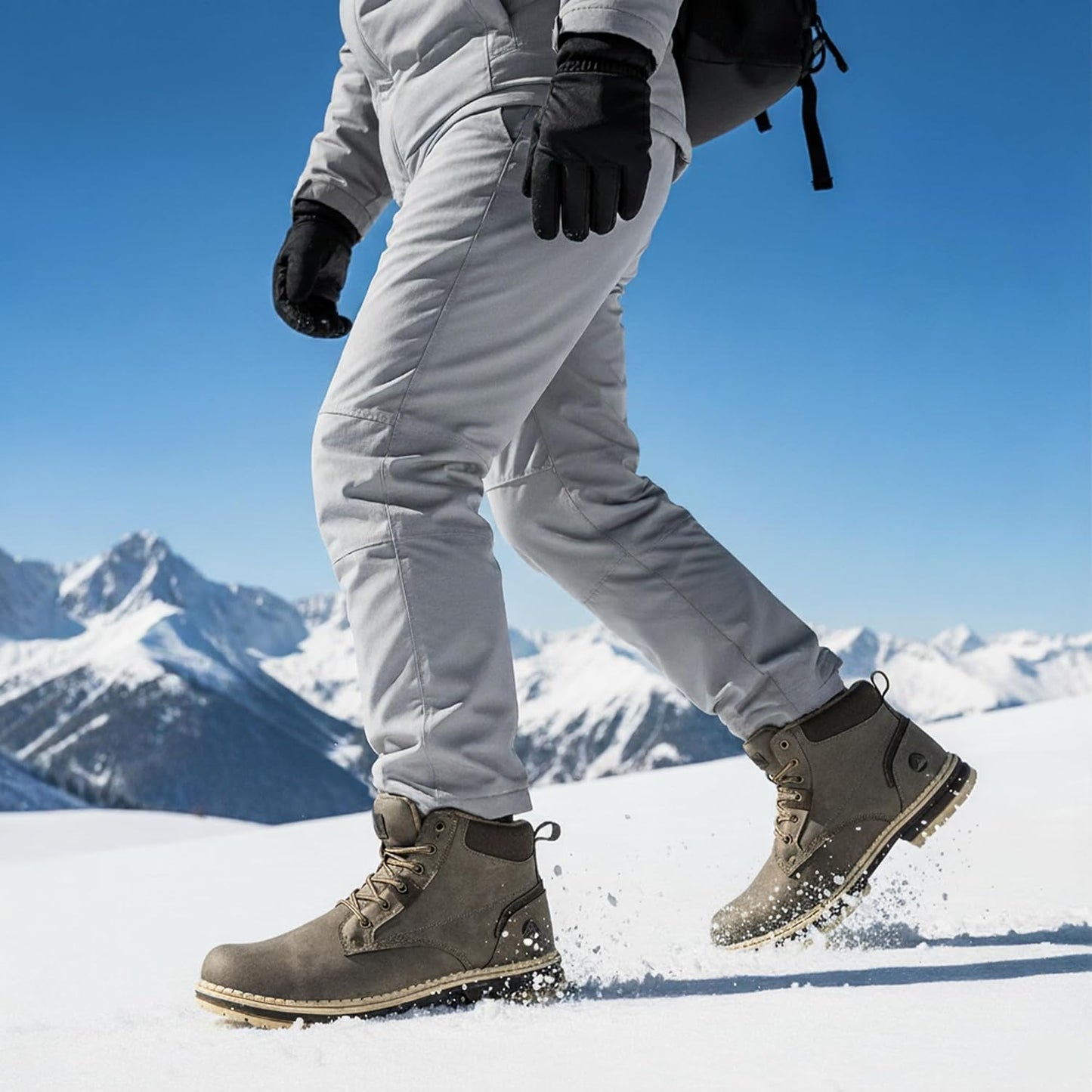 CC-Los Men's Winter Snow Boots with Sherpa Fleece Lining Waterproof Slip-Resistant Insulated Size 8-14