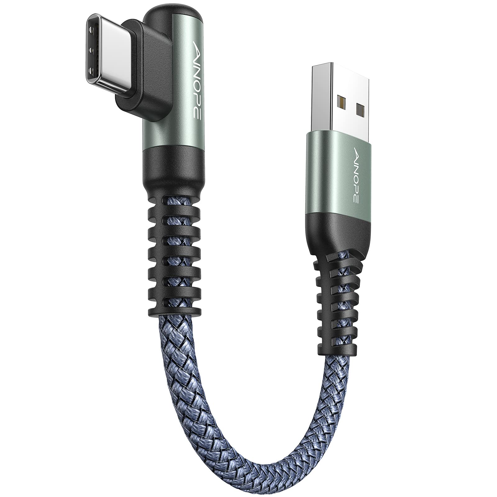 AINOPE USB C Cable [2-Pack, 6.6ft] 3.1A Type C Charger Fast Charging, Right Angle USB to USB C Cable Braided USBC Charger for Galaxy S10+ S10 S9, Note 10 9, LG V30, Moto, iPhone 16 15 Cord Type C