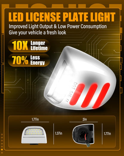 LESAUCE Red OLED Neon Tube LED License Plate Lights Tag Lights Assembly Replacement for Chevy Silverado GMC Sierra 1500 2500 3500 Tahoe Suburban Escalade Yukon XL, 2PCS