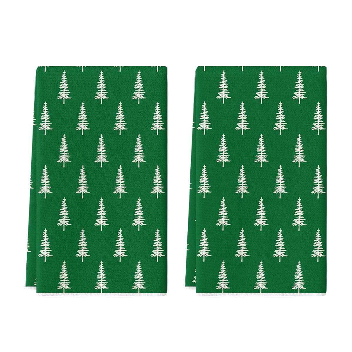 Artoid Mode Wood Xmas Tree Christmas Kitchen Towels Dish Towels, 18x26 Inch Farmhouse Holiday Winter Decoration Cleaning Set of 2
