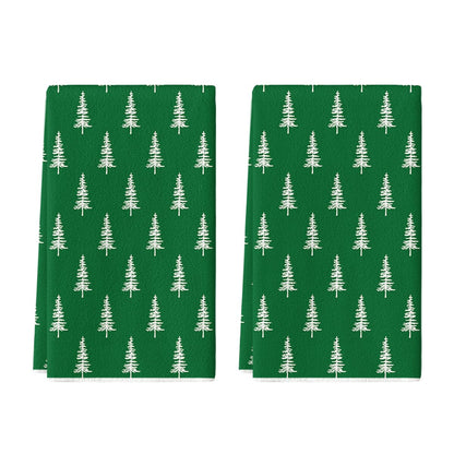Artoid Mode Wood Xmas Tree Christmas Kitchen Towels Dish Towels, 18x26 Inch Farmhouse Holiday Winter Decoration Cleaning Set of 2