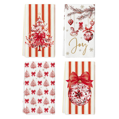 Artoid Mode Blue Porcelain Ornaments Xmas Tree Christmas Kitchen Towels Dish Towels, 18x26 Inch Farmhouse Holiday Winter Decoration Cleaning Set of 4