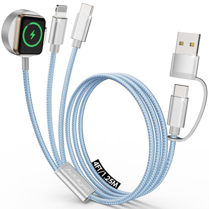 Travel Essentials for Apple Watch Charger,3 in 2 USB C Cable PD20W Block for Multi Charging Cable Cord,Vacation Camping RV Essentials Portable Designed for iWatch &iPhone 17-11 -4.1FT