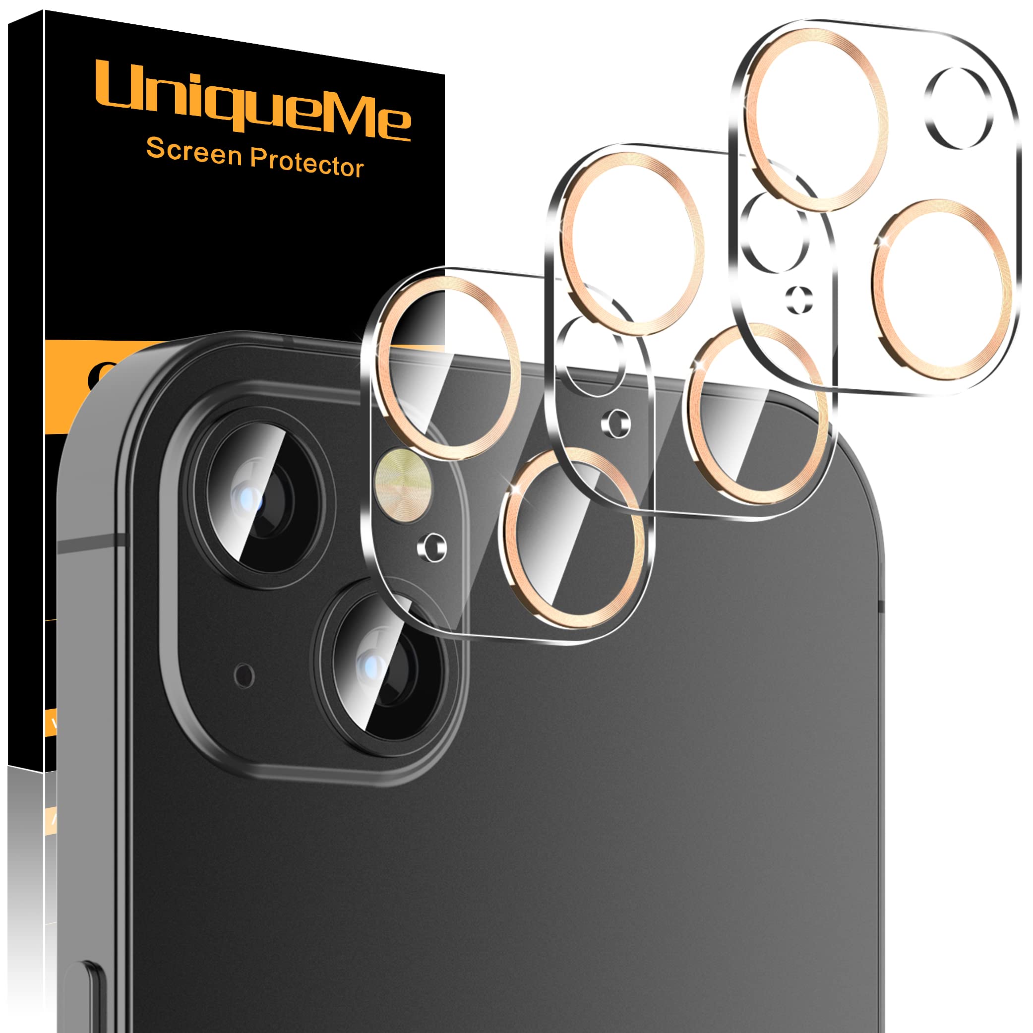 UniqueMe Compatible for 3 Pack iPhone 17 Pro Camera Lens Protector - [Drop Protection] 9H Tempered Glass Camera Cover Screen [Update New Version]【Not for 17 Pro Max】