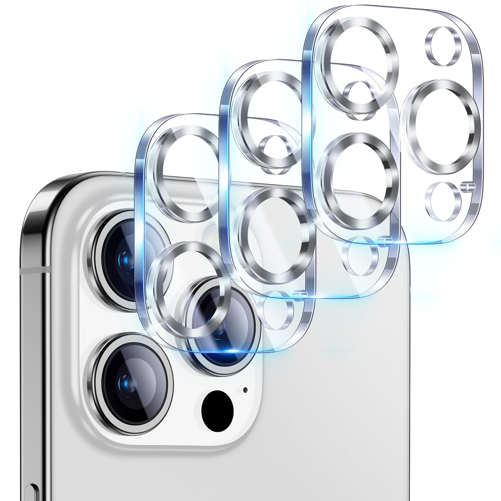 UniqueMe Compatible for 3 Pack iPhone 17 Pro Camera Lens Protector - [Drop Protection] 9H Tempered Glass Camera Cover Screen [Update New Version]【Not for 17 Pro Max】