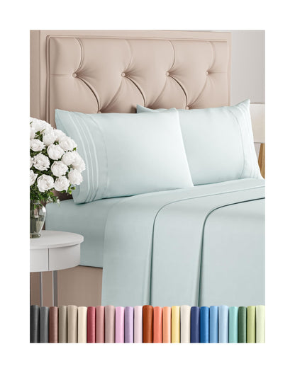 Queen Size 4 Piece Sheet Set - Comfy Breathable & Cooling Bed Sheets Set - Hotel Luxury Bedding for Women, Men, Kids, Teens, Boys & Girls - Deep Pockets, Ultra-Soft, Wrinkle Free - Oeko-Tex - Black