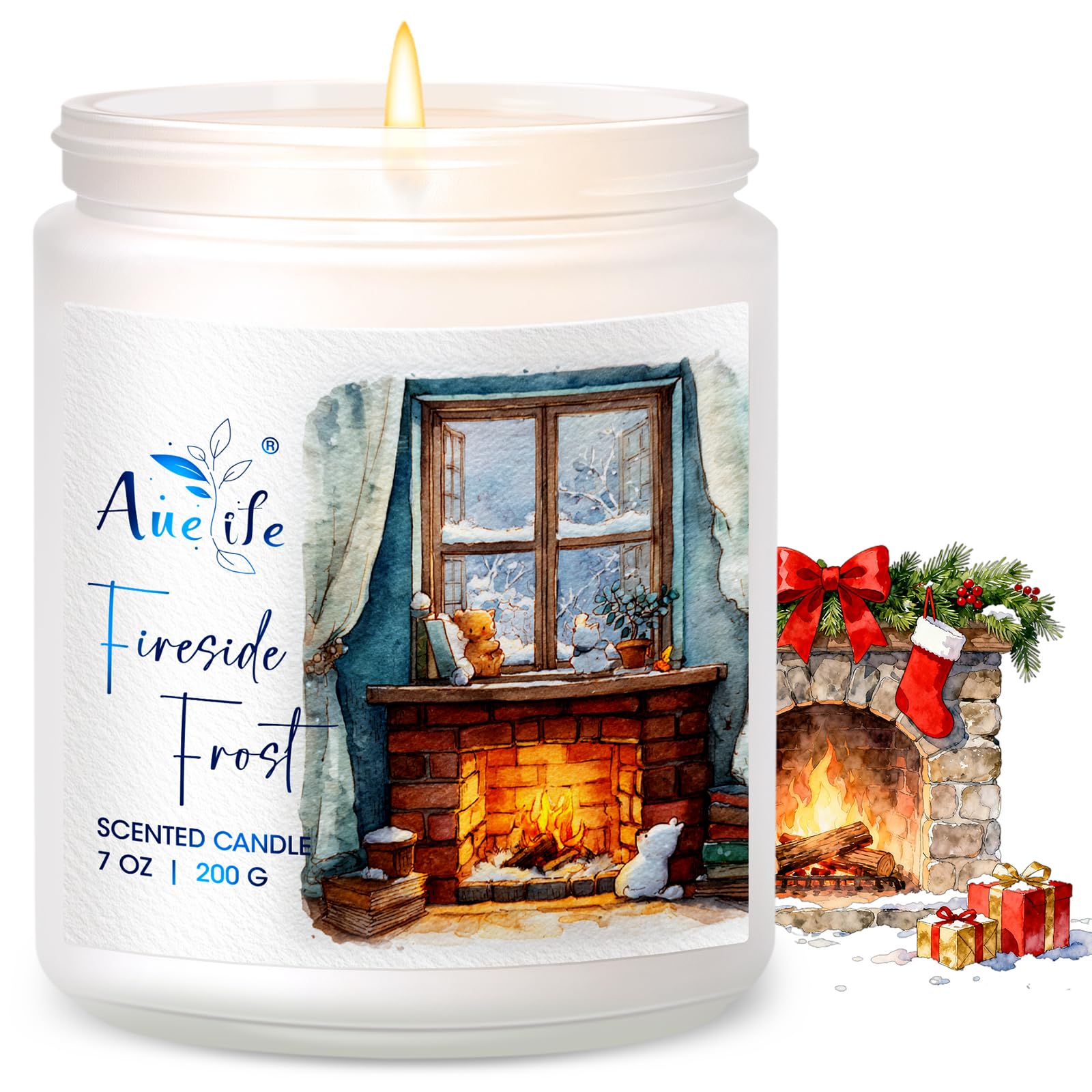 Auelife Spiced Vanilla Apple Scented Candle – 22oz Large 3-Wick Soy Candle, Cozy Fall & Autumn Candles for Home, Holiday Gift for Women & Men