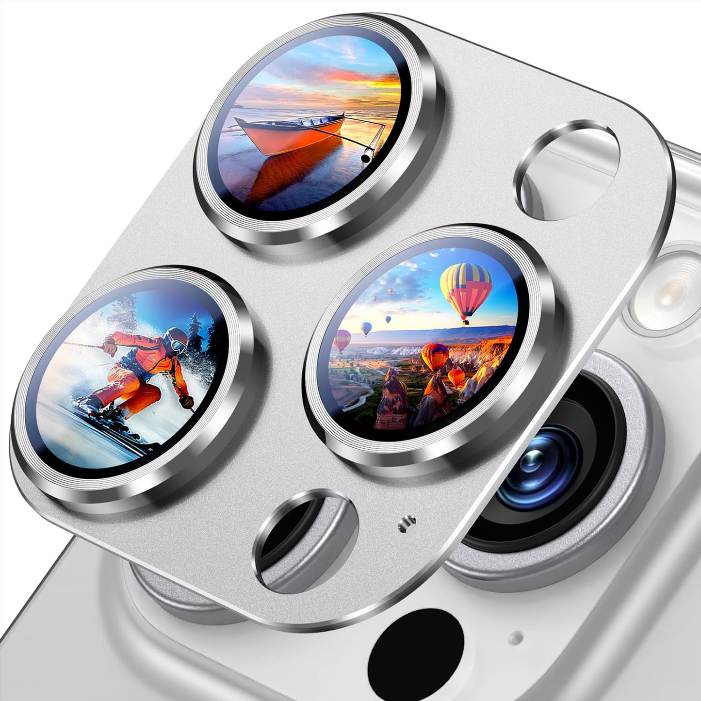 Uyiton Compatible with iPhone 17 Pro Max Camera Lens Protector - [Not Easy to Break][Strong Adsorption][Case-Friendly] Metal Tempered Glass Rear Camera Screen Cover - Deep Blue