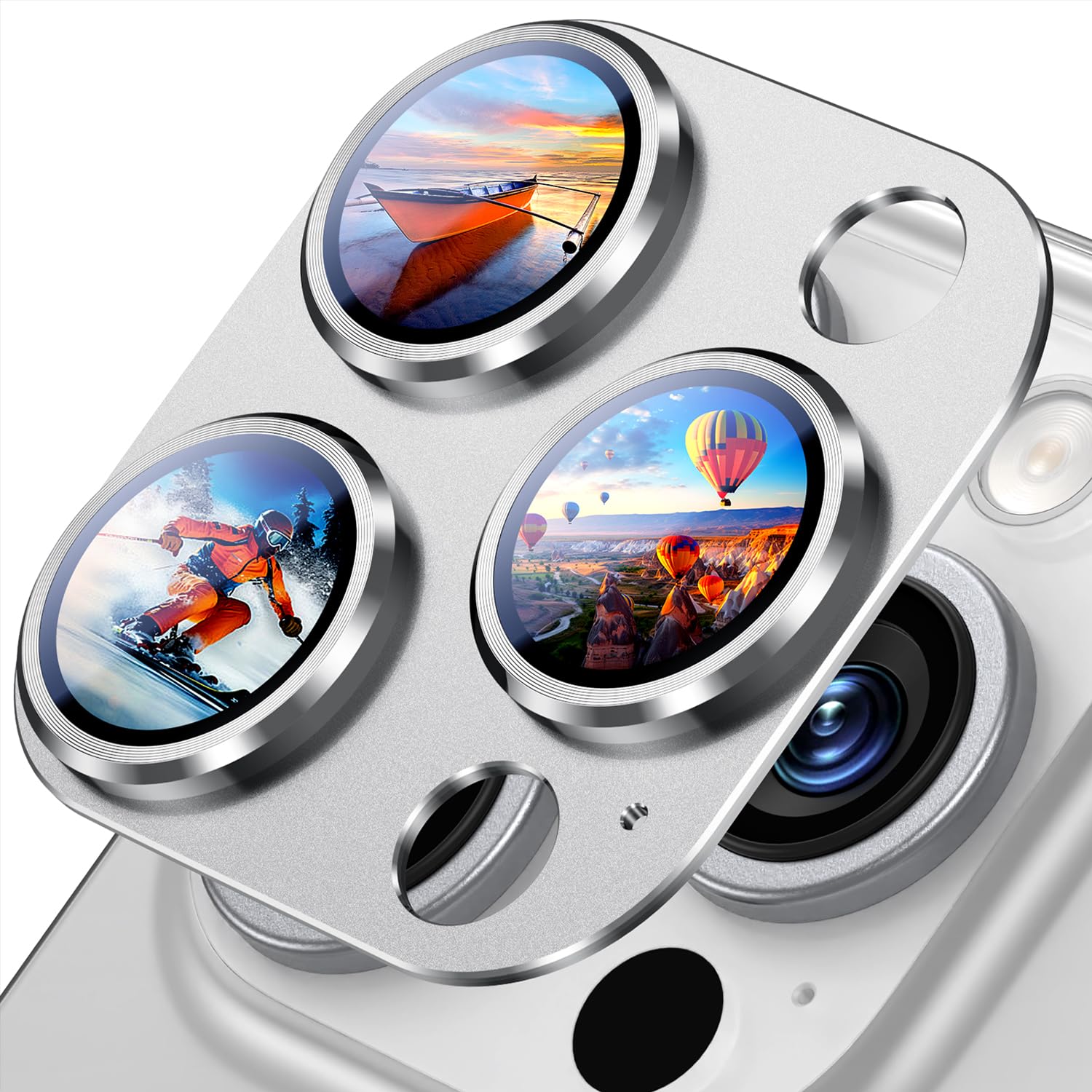 Uyiton Compatible with iPhone 17 Pro Max Camera Lens Protector - [Not Easy to Break][Strong Adsorption][Case-Friendly] Metal Tempered Glass Rear Camera Screen Cover - Deep Blue