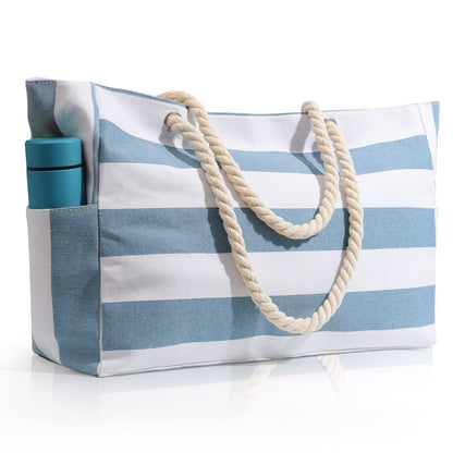 Beach Bag for Women Large Waterproof Pool Bag with Zipper, Sandproof Canvas Travel Tote Bags Gifts for Women