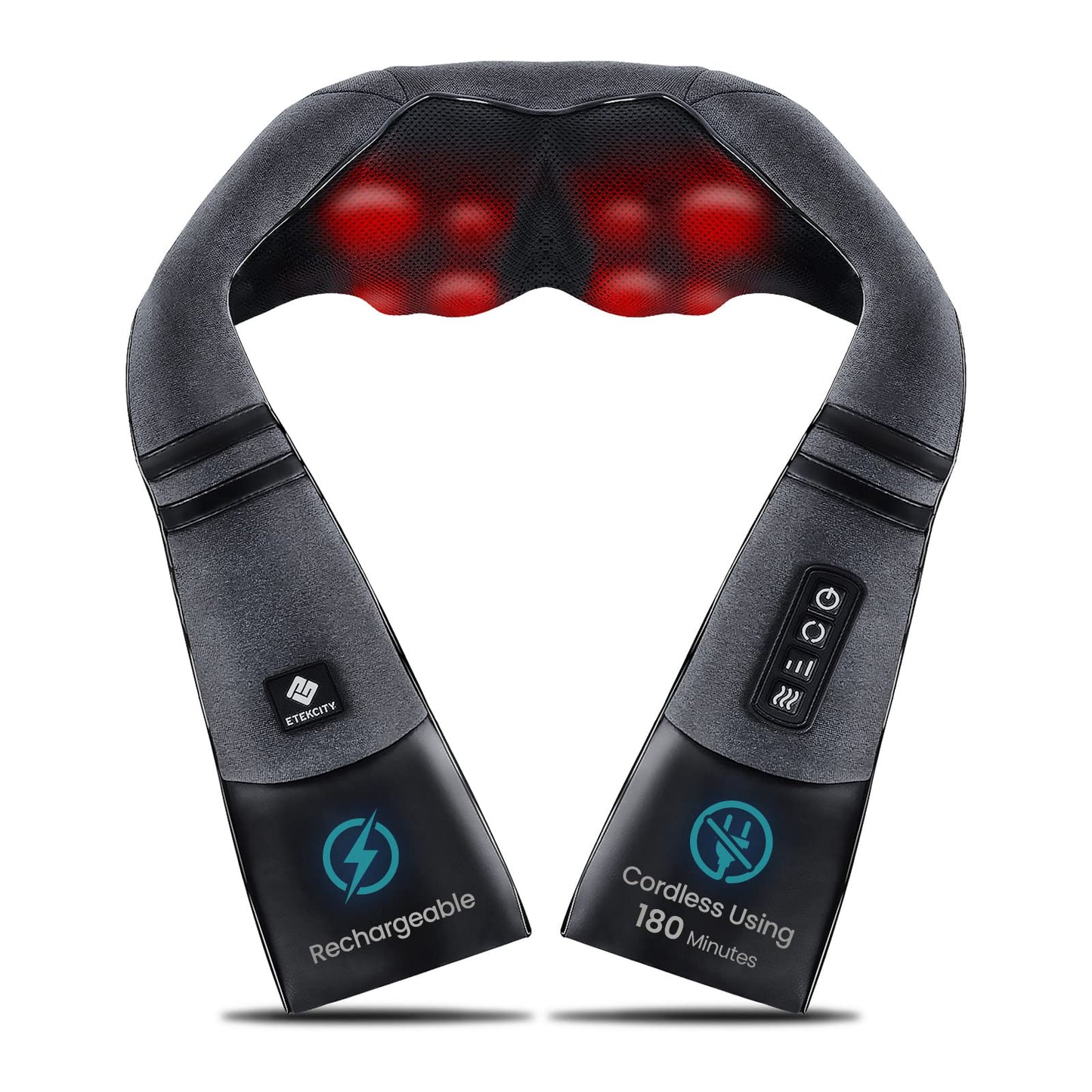 Etekcity Cordless Neck Massager for Pain Relief Deep Tissue, Shiatsu Shoulder Massager with Heat, Massage Tools for Back, Trapezius, Lymphatic Drainage, Relaxation Therapy for Him&Her,Women,Men,Cadeo