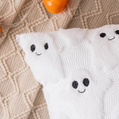 AQOTHES Halloween White Smile Ghost Throw Pillow Covers 18x18 inch Set of 2, Cute Skeleton Pillowcases Holiday Cushions Covers for Halloween Decorations Indoor Home Sofa Couch