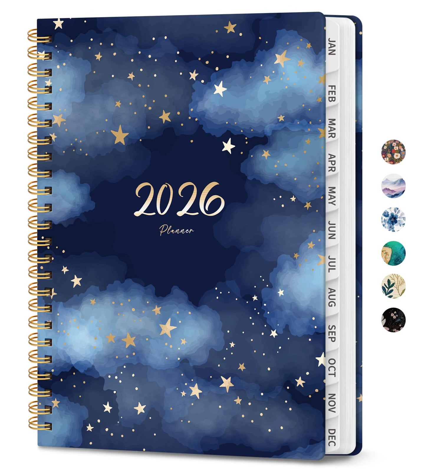 Hardcover 2026 Planner, Weekly and Monthly Calendar, Jan - Dec 2026 Planner Book with Tabs for Women, Inner Pocket, Spiral Bound, Perfect for Office/Home/School Supplies, Petals, A5, 6.3" x 8.5"