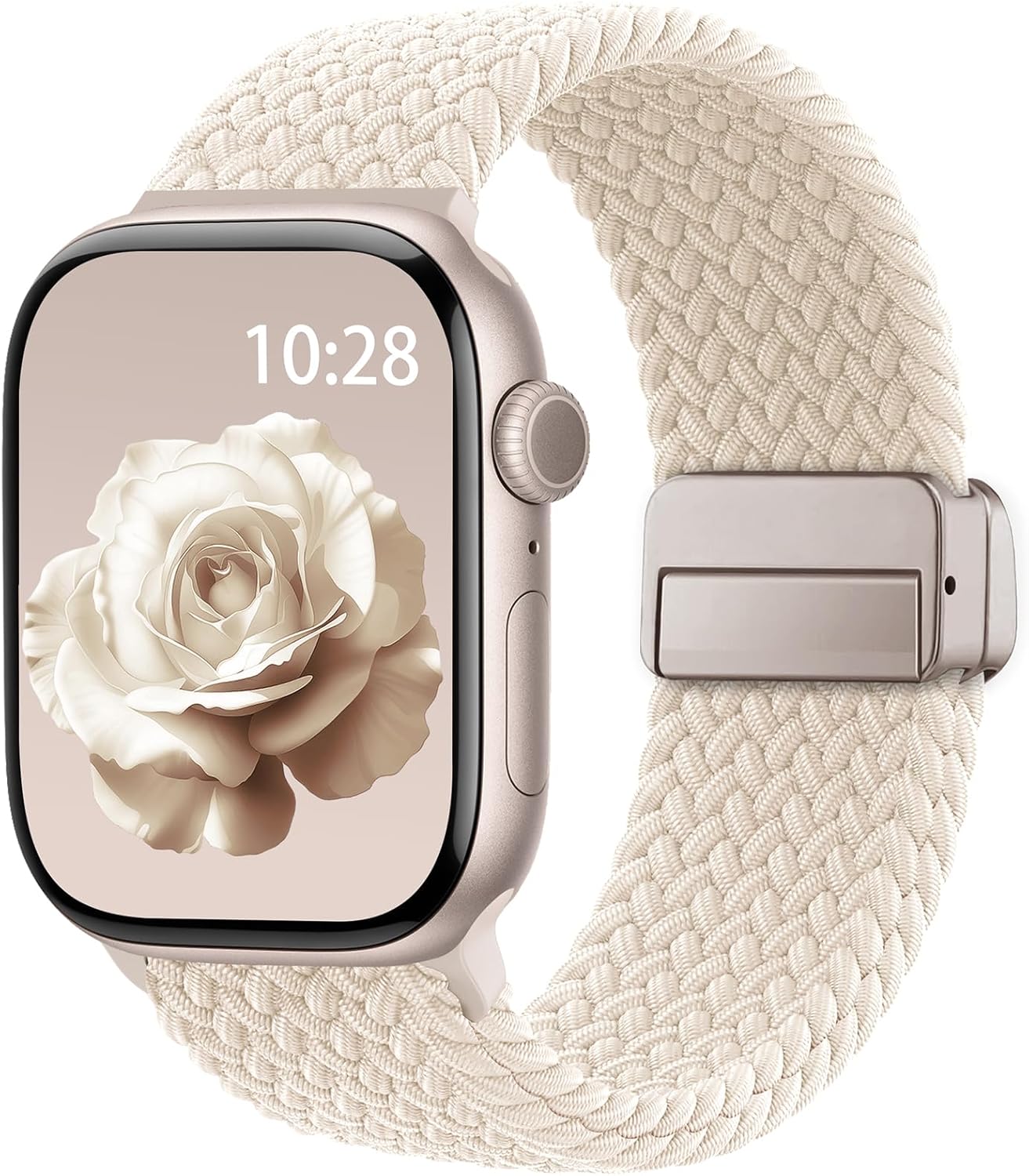Braided Stretchy Band Compatible with Apple Watch Bands 38mm 40mm 41mm 42mm 44mm 45mm 46mm 49mm Women Men, Soft Nylon Solo Loop Magnetic Sport Strap for iWatch Series 10 9 8 7 6 5 4 3 2 1 SE Ultra