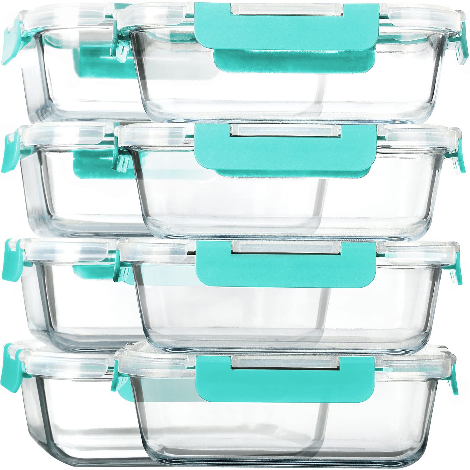 [8-Pack,30 oz]Glass Meal Prep Containers,Glass Food Storage Containers,Airtight lunch Containers with Lids, Microwave, Oven, Freezer and Dishwasher