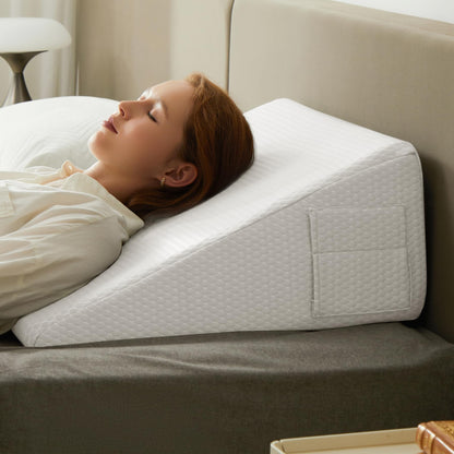 Bedluxe Wedge Pillow,10 inch Bed Wedge Pillow for Headboard, Pillow Wedge for Acid Reflux Relief, Sleeping, After Surgery, Snoring, Gerd, Triangle Pillow Wedge - Cooling Memory Foam Top, Grey