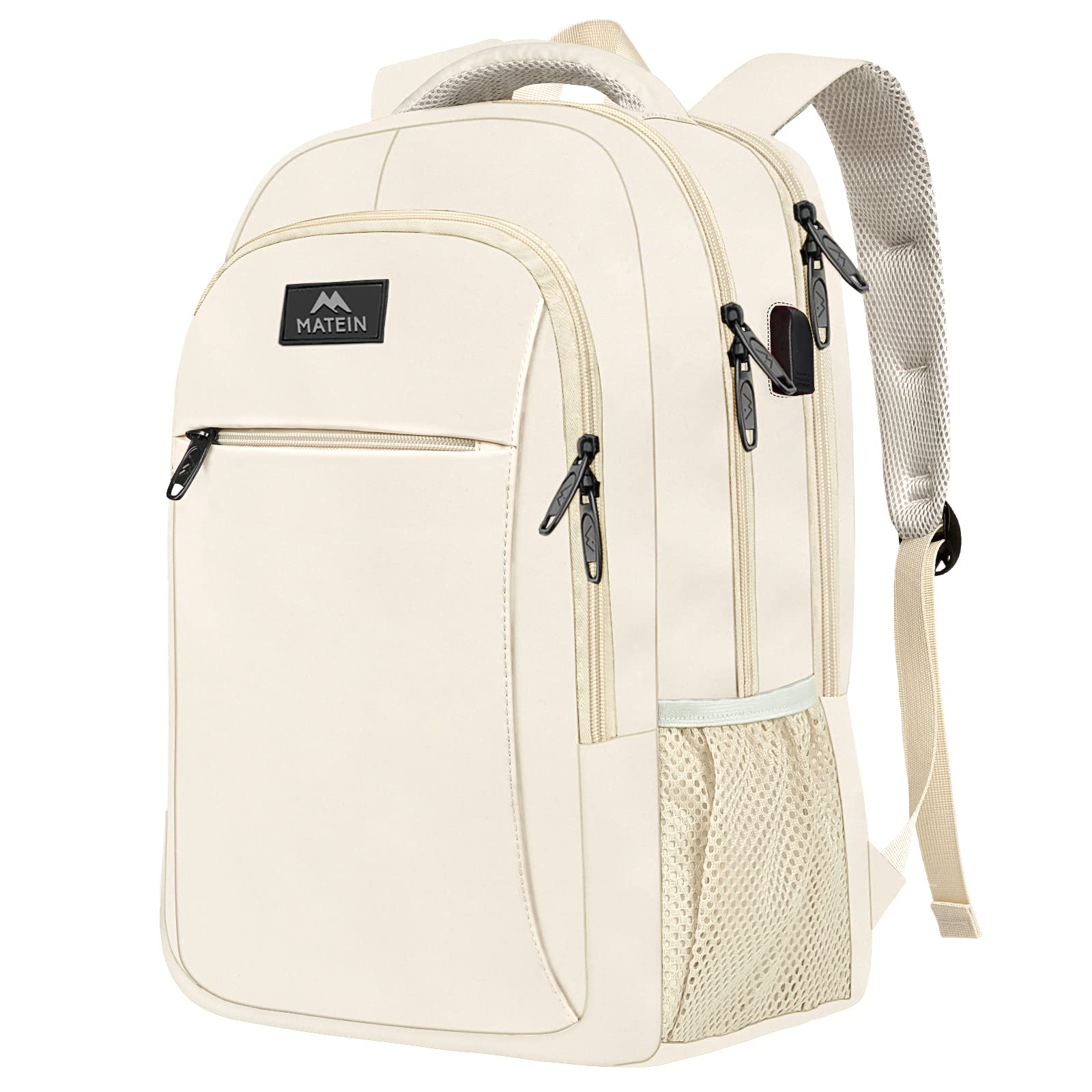 MATEIN Travel Laptop Backpack, Business Anti Theft Slim Sturdy Laptops Backpack with USB Charging Port, Water Resistant College School Computer Bag Gift for Men & Women Fits 15.6 Inch Notebook, Grey