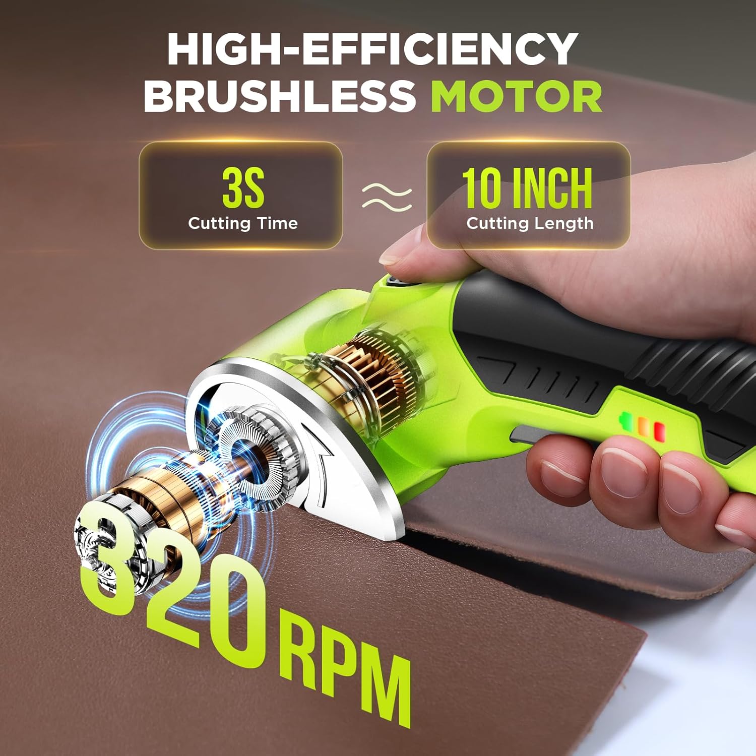 Cordless Electric Scissors: 4V Rechargeable Rotary Cardboard Cutter, 3000mAh Battery, with LED Light, 2 Blades, Box Cutter for Fabric Carpet Carton Plastic Leather Cloth