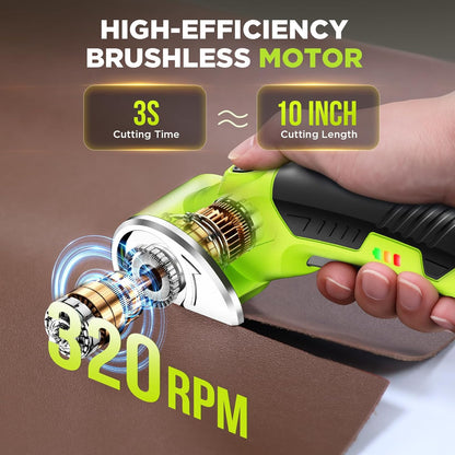 Cordless Electric Scissors: 4V Rechargeable Rotary Cardboard Cutter, 3000mAh Battery, with LED Light, 2 Blades, Box Cutter for Fabric Carpet Carton Plastic Leather Cloth