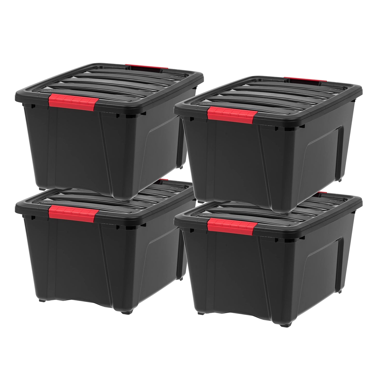 IRIS USA 13 Qt Stackable Plastic Storage Bins with Lids, 6 Pack - BPA-Free, Made in USA - Discreet Organizing Solution, Latches, Durable Nestable Containers, Secure Pull Handle - Pearl