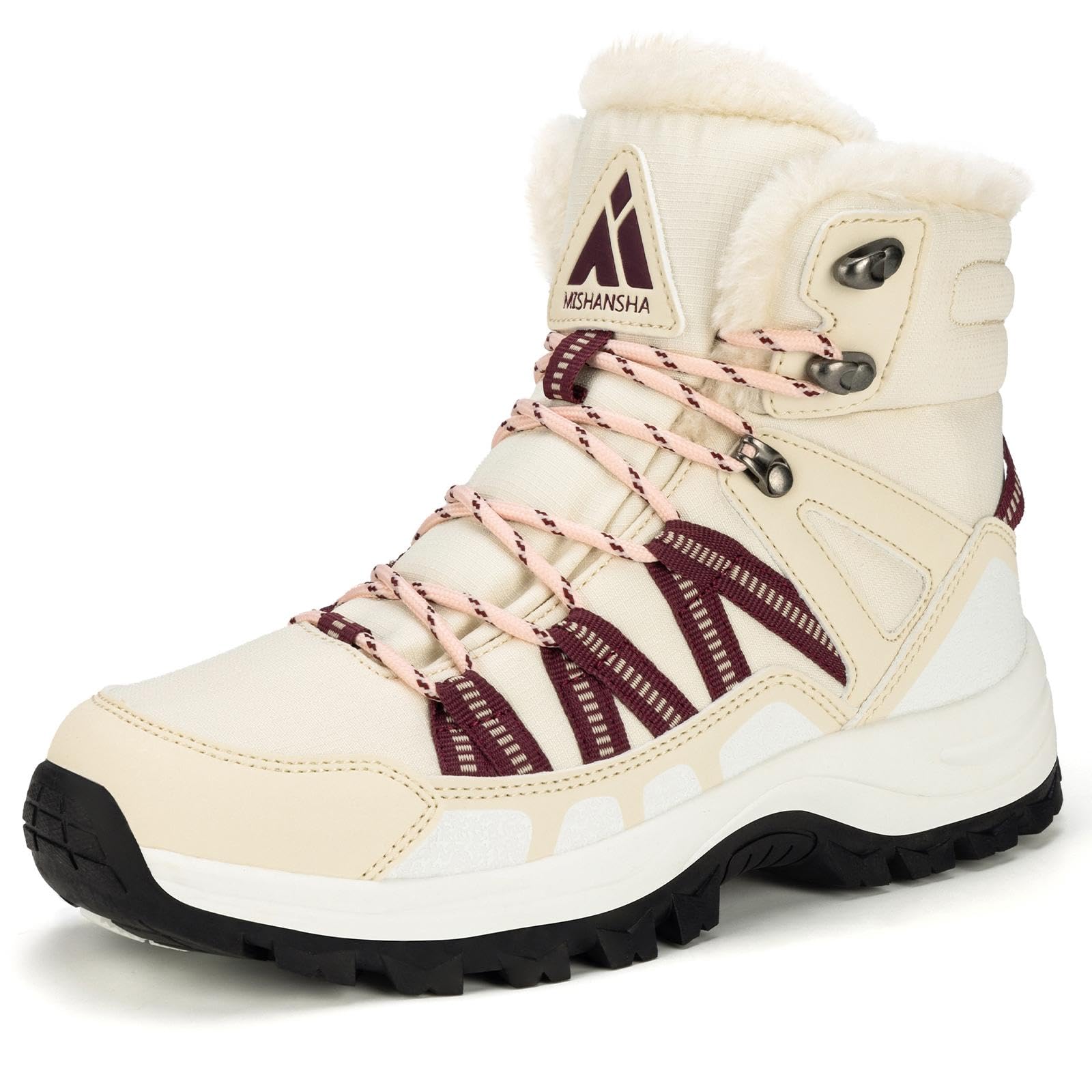Mishansha Women's Winter Snow Boots Waterproof Warm Fur Lined Ankle Hiking Boot Non-Slip Outdoor Cold Weather Shoes