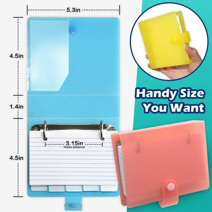 3x5 Lined Index Cards with Ring Binder Holder and Dividers, 100 Ruled Cards, Black