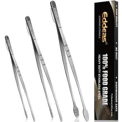 Tongs For Cooking - Heat Resistant 600 Degrees Stainless Steel Kitchen Tong,Heavy Duty Metal Locking Tongs - Perfect for Food,Salad and BBQ set of 3 (7",9" and 12") Dishwasher