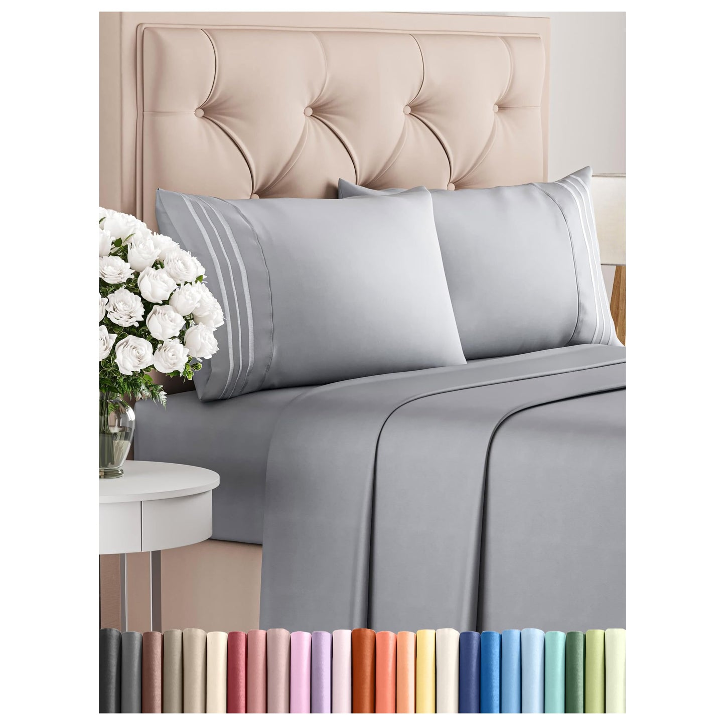 Queen Size 4 Piece Sheet Set - Comfy Breathable & Cooling Bed Sheets Set - Hotel Luxury Bedding for Women, Men, Kids, Teens, Boys & Girls - Deep Pockets, Ultra-Soft, Wrinkle Free - Oeko-Tex - Black