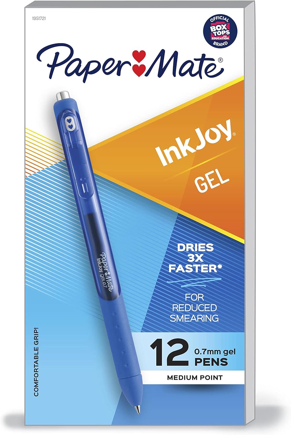 Paper Mate Inkjoy Gel Pen, Retractable, Medium 0.7 Mm, Blue Ink, Blue Barrel, Dozen