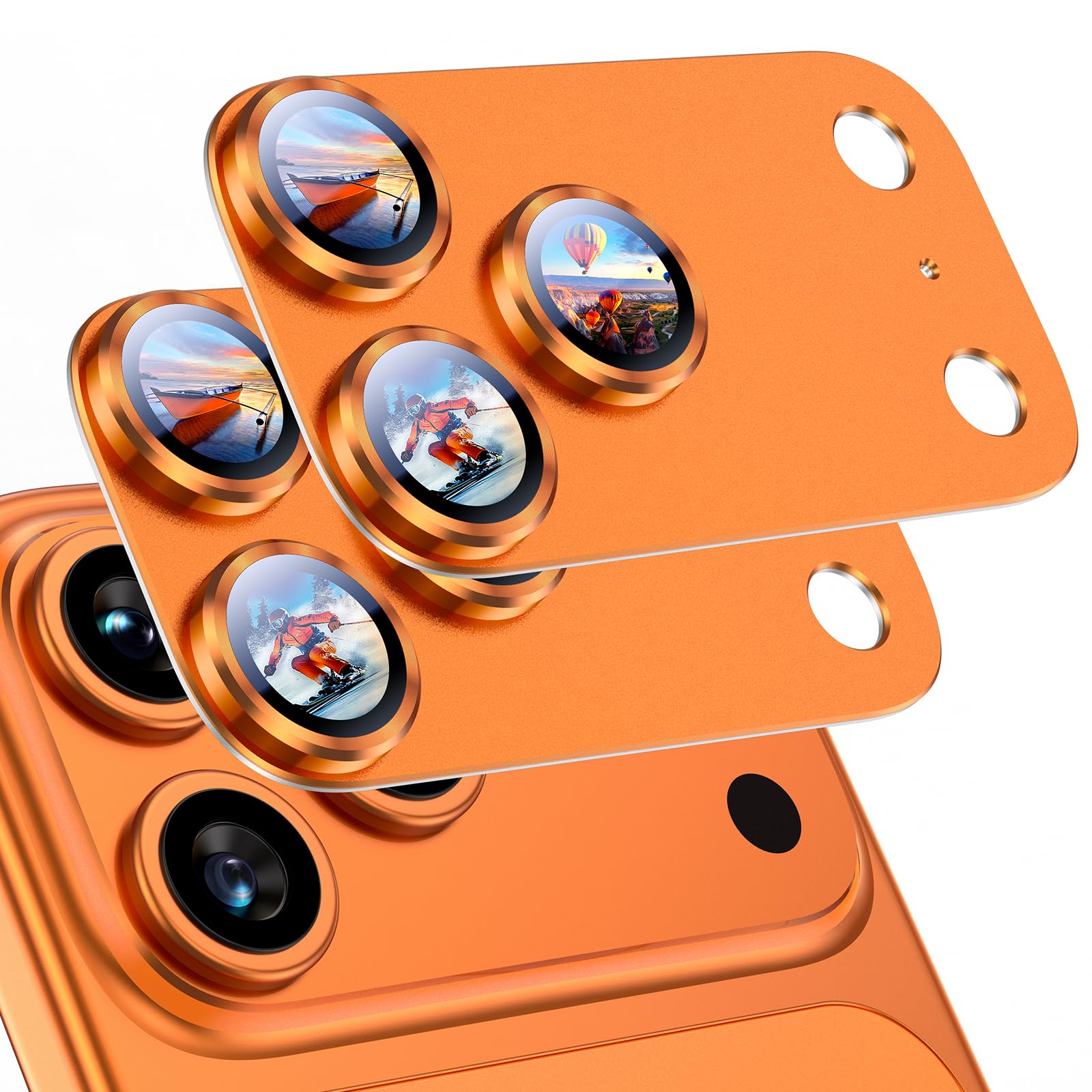 Uyiton Compatible with iPhone 17 Pro Max Camera Lens Protector - [Not Easy to Break][Strong Adsorption][Case-Friendly] Metal Tempered Glass Rear Camera Screen Cover - Deep Blue