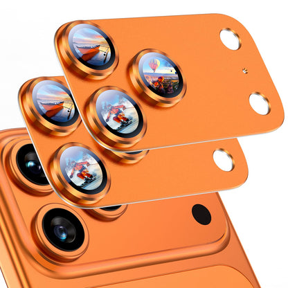 Uyiton Compatible with iPhone 17 Pro Max Camera Lens Protector - [Not Easy to Break][Strong Adsorption][Case-Friendly] Metal Tempered Glass Rear Camera Screen Cover - Deep Blue