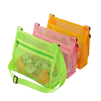 Mesh Bag for Holding Beach Shell,Toys (Blue&Yellow&Orange 3pack) Shell Collecting Bags for Kids, for Picking Up Shells