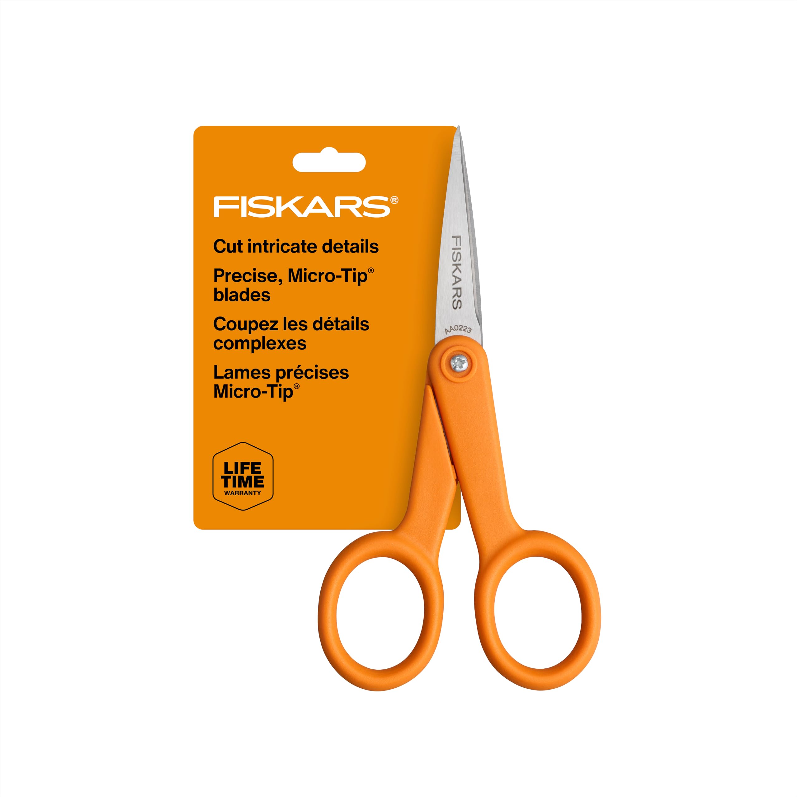 Fiskars 98087097J Curved Craft Scissors, 4 Inch, steel and orange