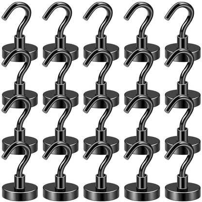 DIYMAG Magnetic Hooks, 30lbs+ Magnet Hook 2025 Cruise Cabin Ship Essentials Heavy Duty Strong Magnets Refrigerator Fridge Hanging for Classroom Beach Vacation Kitchen Grills Home 20 Pack (Silver)