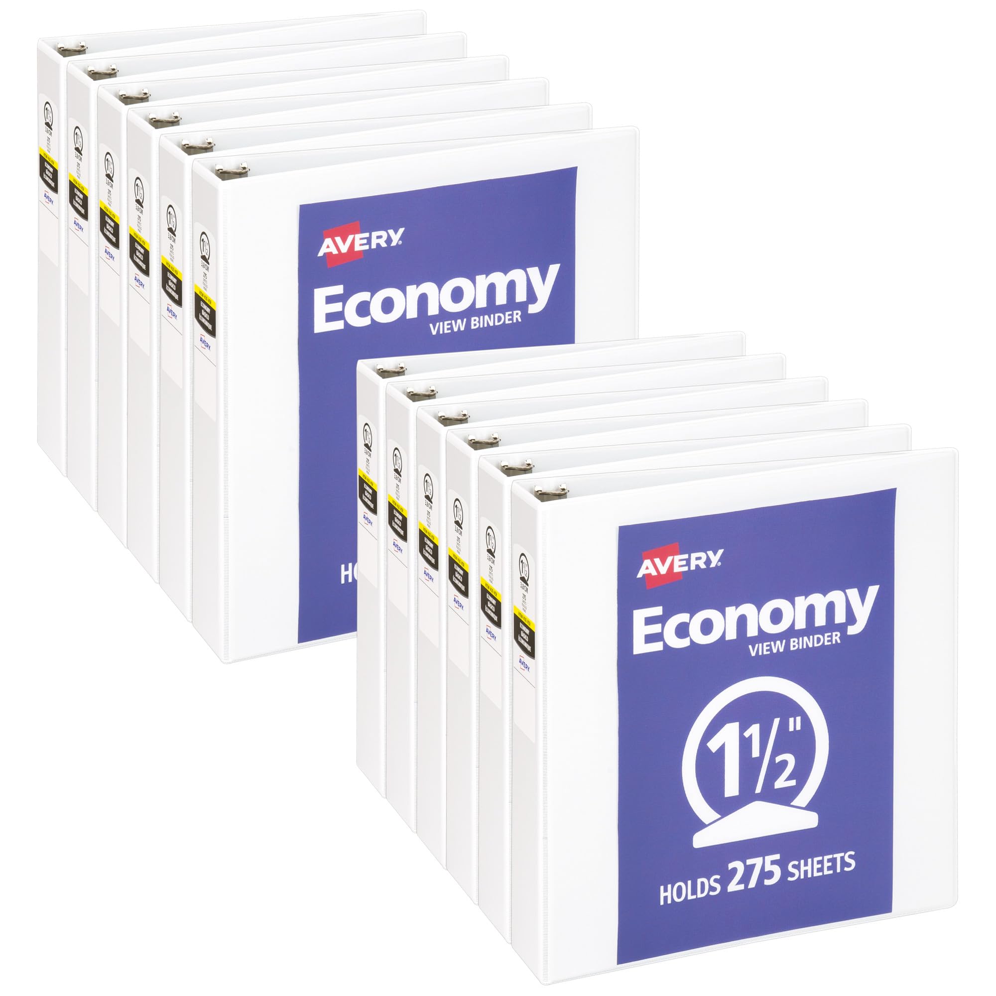 Avery Economy View 3 Ring Binder 1/2 Inch Round Rings, 1 White Binder (05706)