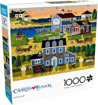 Buffalo Games – Charles Wysocki - Whistle Stop Christmas- 1000 Piece Holiday Jigsaw Puzzle - Festive Puzzles for Adults – Precision-Cut Pieces, Winter Artwork, Hours of Relaxing Fun