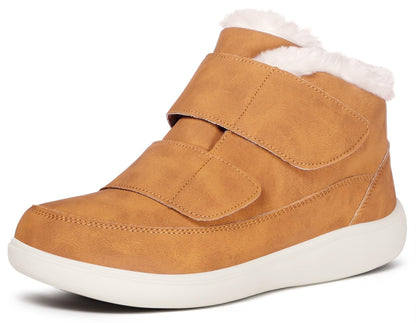 Hsyooes Diabetic Boots for Men Wide Width Winter Snow Boots Adjustable Straps Anti-slip Water Resistant Winter Shoes Warm Fur Lining Diabetic Shoes for Swollen Feet