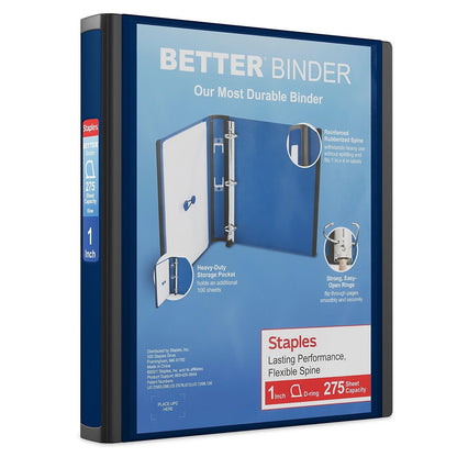 STAPLES 3 Inch BetterView Binder with D-Rings (Teal)