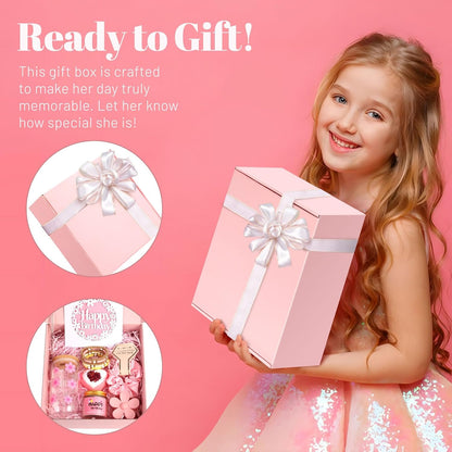 ONIYEA Birthday Gift for Teen Girls, 7 Cute Gifts with Tasks, Happy Birthday Gift Ideas,Trendy Preppy Stuff for Teen Girls, Christmas, Cute Daisy Aesthetic Glass Cups Tumbler Gifts Set 7pcs (Pink)