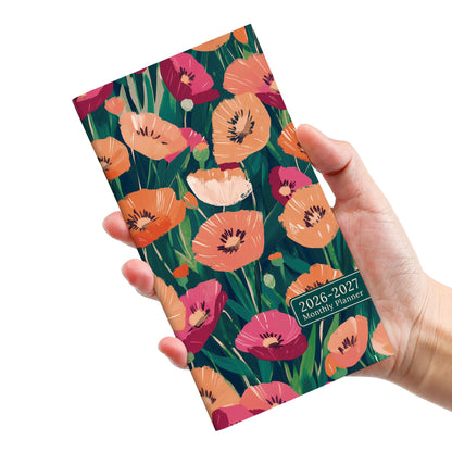 Pocket Calendar 2026-2027 for Purse, Two Year Monthly Planner Pocket Size, Jan 2026 to Dec 2027 Monthly Planner Small Size (6.5" x 3.5") - Wildflowers