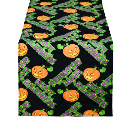 Halloween Black Pumpkin Table Runner Festive Fall Kitchen Dining Decor Premium Seasonal Tablecloth for Home & Party 13x72 Inch