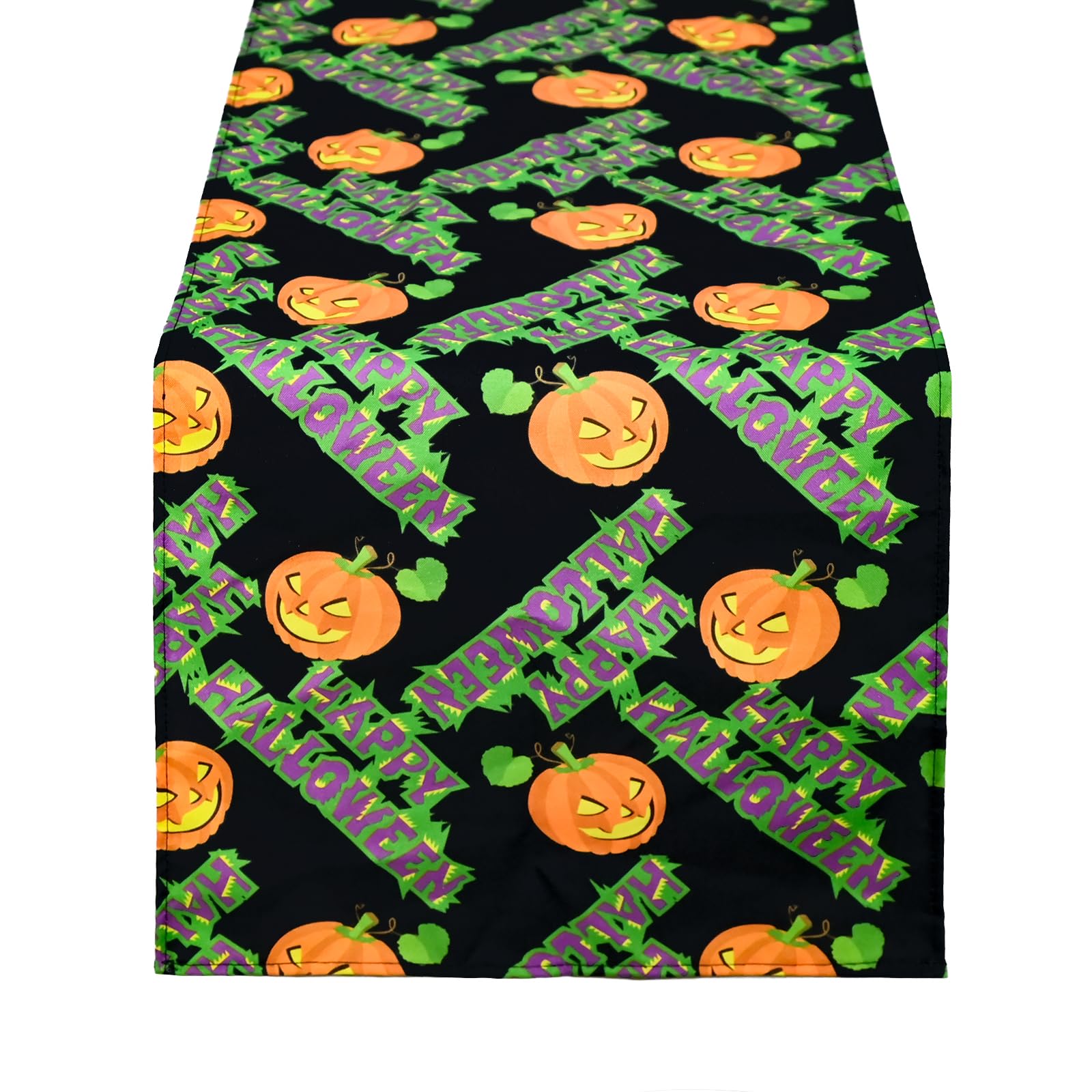 Halloween Black Pumpkin Table Runner Festive Fall Kitchen Dining Decor Premium Seasonal Tablecloth for Home & Party 13x72 Inch